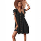 Women's Midi Casual Pleated V-neck Button Plus Size Dress