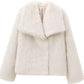 Manteau en fourrure artificielle à gros revers de style français