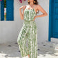 Summer Rayon Printed High Waist Camisole Wide Leg Pants Sanya Beach Vacation Women's Jumpsuit