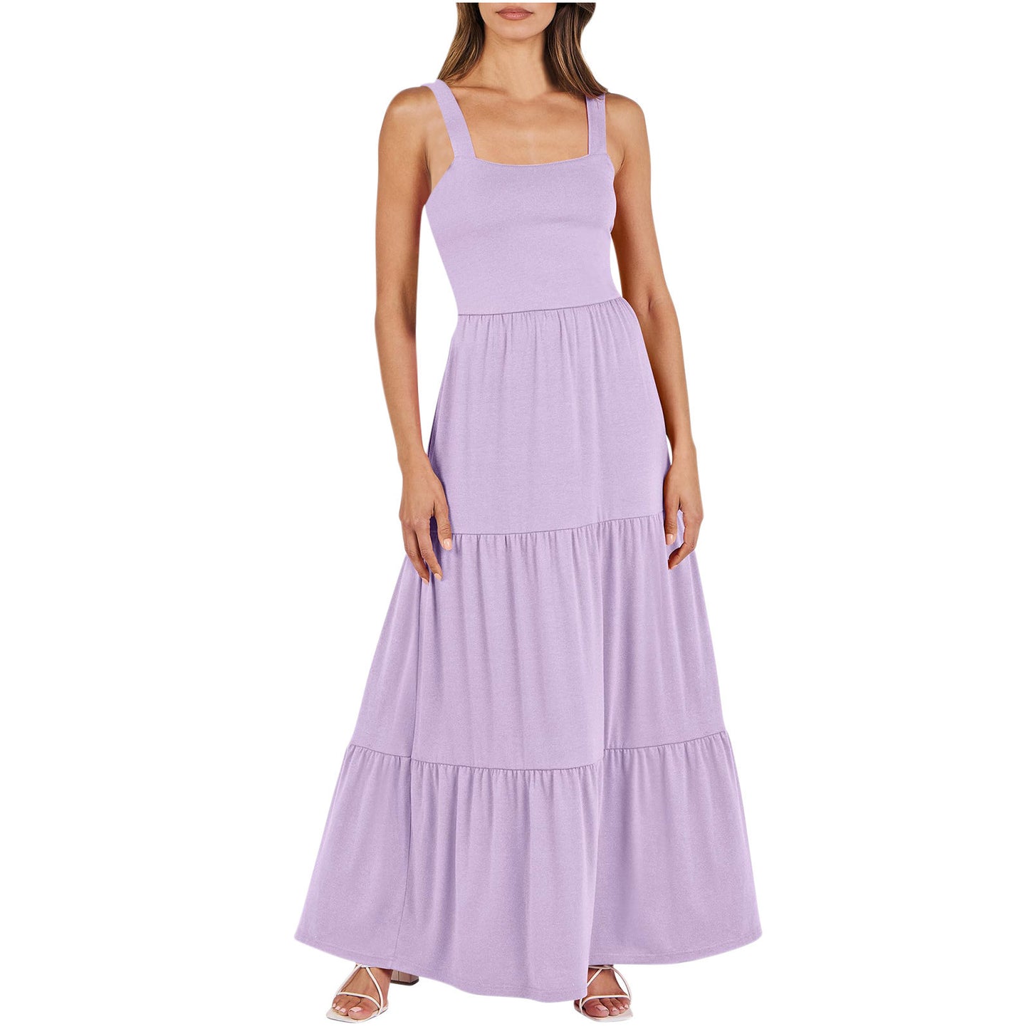 Robe sans manches à bretelles spaghetti et poches pour femme