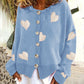 Pull cœur pour femme, cardigan simple boutonnage, manteau en tricot, vêtements d'extérieur