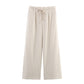 Solid Color Casual Loose Linen Wide-leg Pants