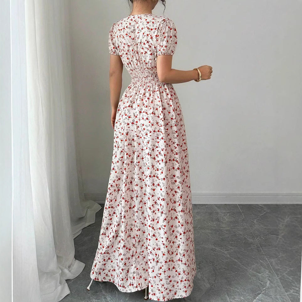 New Womens Floral-print Maxi Dress