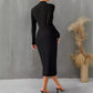 Split Dress Slim Fit Knitted Long-sleeved Dress