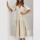 European And American Fashion Deep V Puff Sleeve Vacation Women's Dress