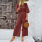 Women's One-pieces Short Sleeve Wide-leg Pants