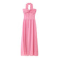 Two-color Mesh Tube Top Ribbon Ribbon Halter Dress