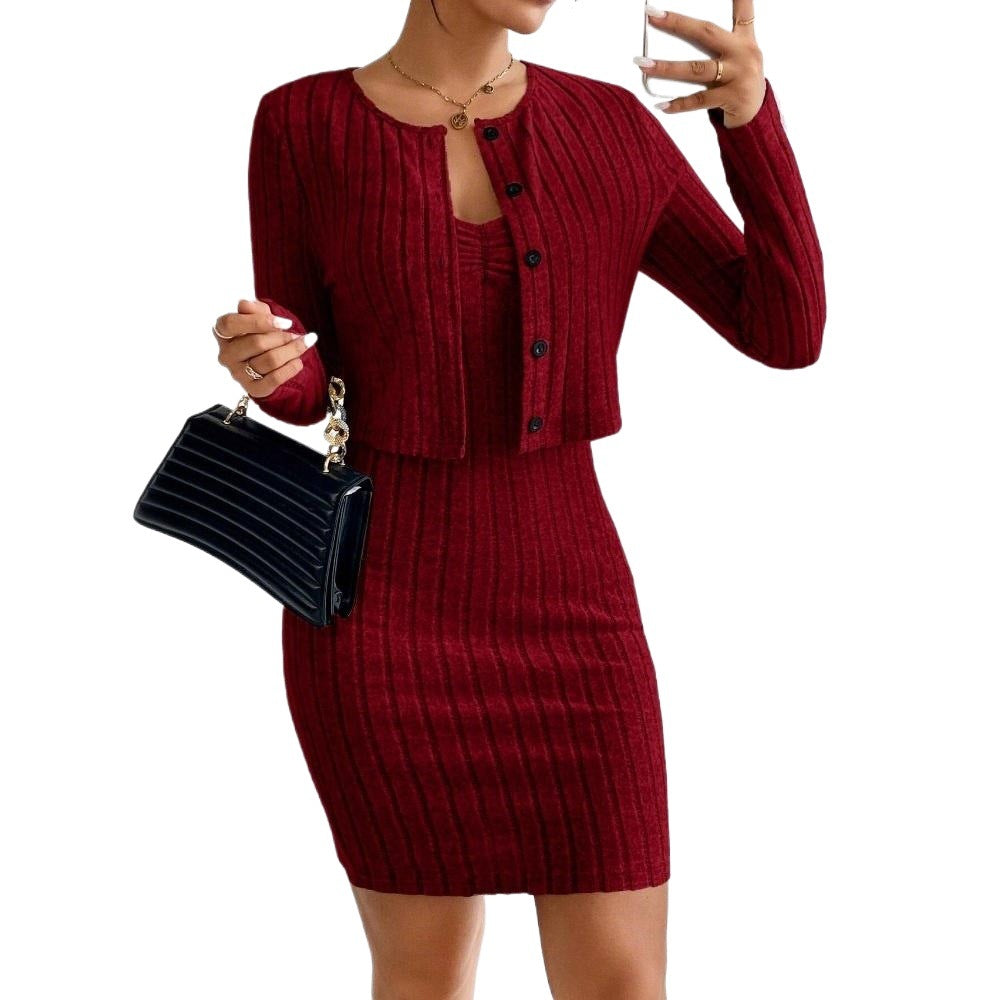 Women's French-style Pure And Fashion Suit Slim Short Jacket Dress