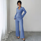 Button Shirt Wide-leg Pants Suit For Women