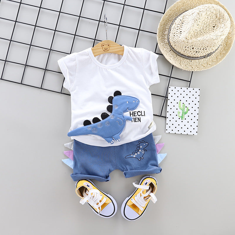 Baby Short-sleeved Cartoon Cotton Dinosaur Two-piece Suit