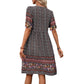 Women V-neck Short Sleeve Bohemian Print Dress