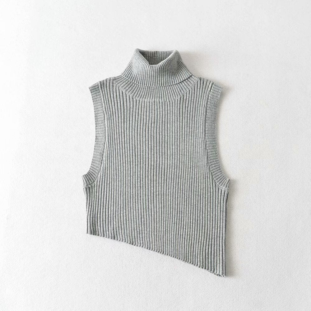 New European and American slim-fitting high-neck thick knitted T-shirt