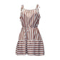 European And American Striped Print Suspender Stitching Casual Dress