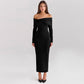 Women's Off-shoulder Collar Long Sleeve Off-shoulder Split Dress