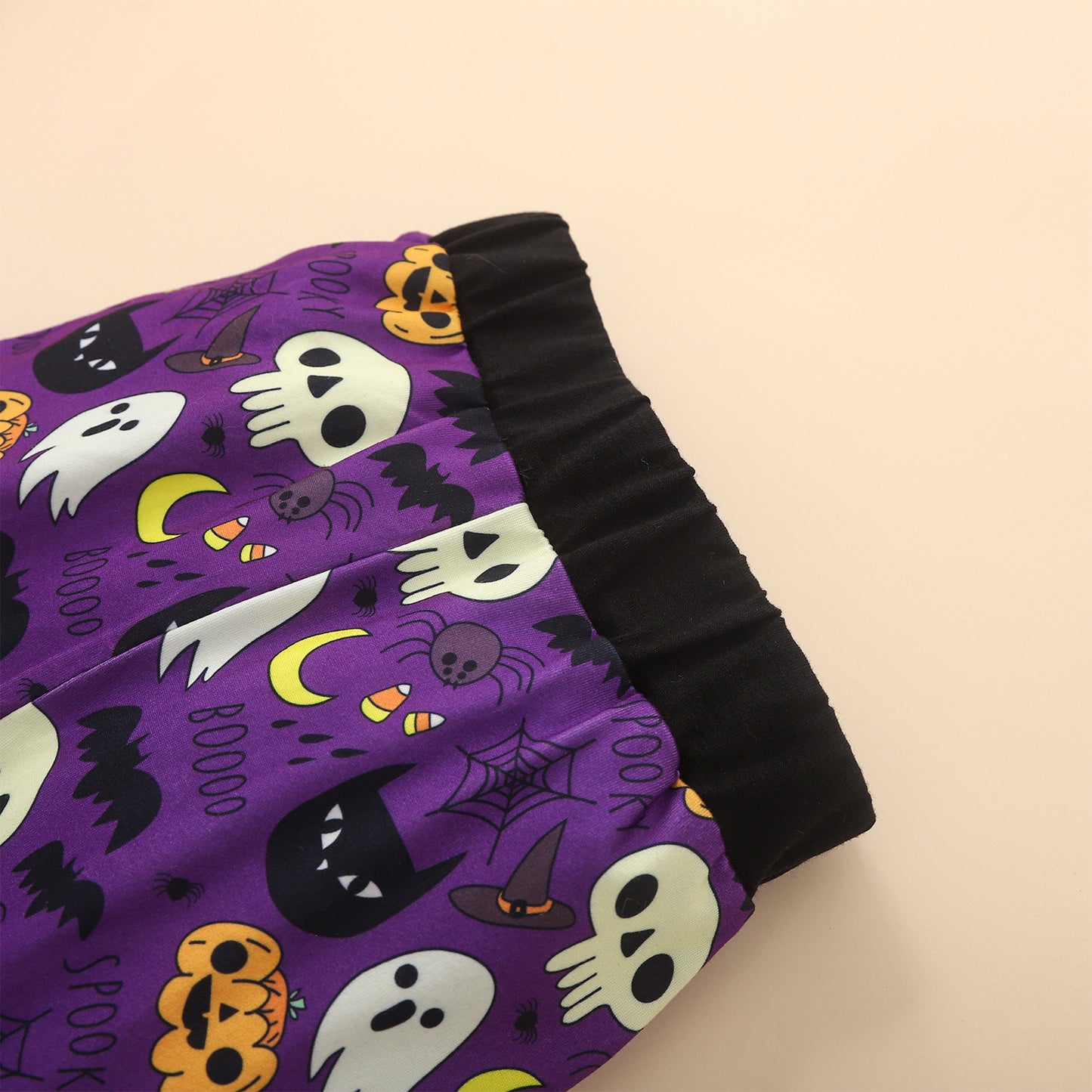 Barboteuse noire à manches longues et col rond pour garçon, avec lettres imprimées, pantalon violet imprimé, costume pour bébé