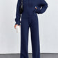 Autumn And Winter New European And American Women's Casual Loose Zip Top And Trousers Two-piece Set