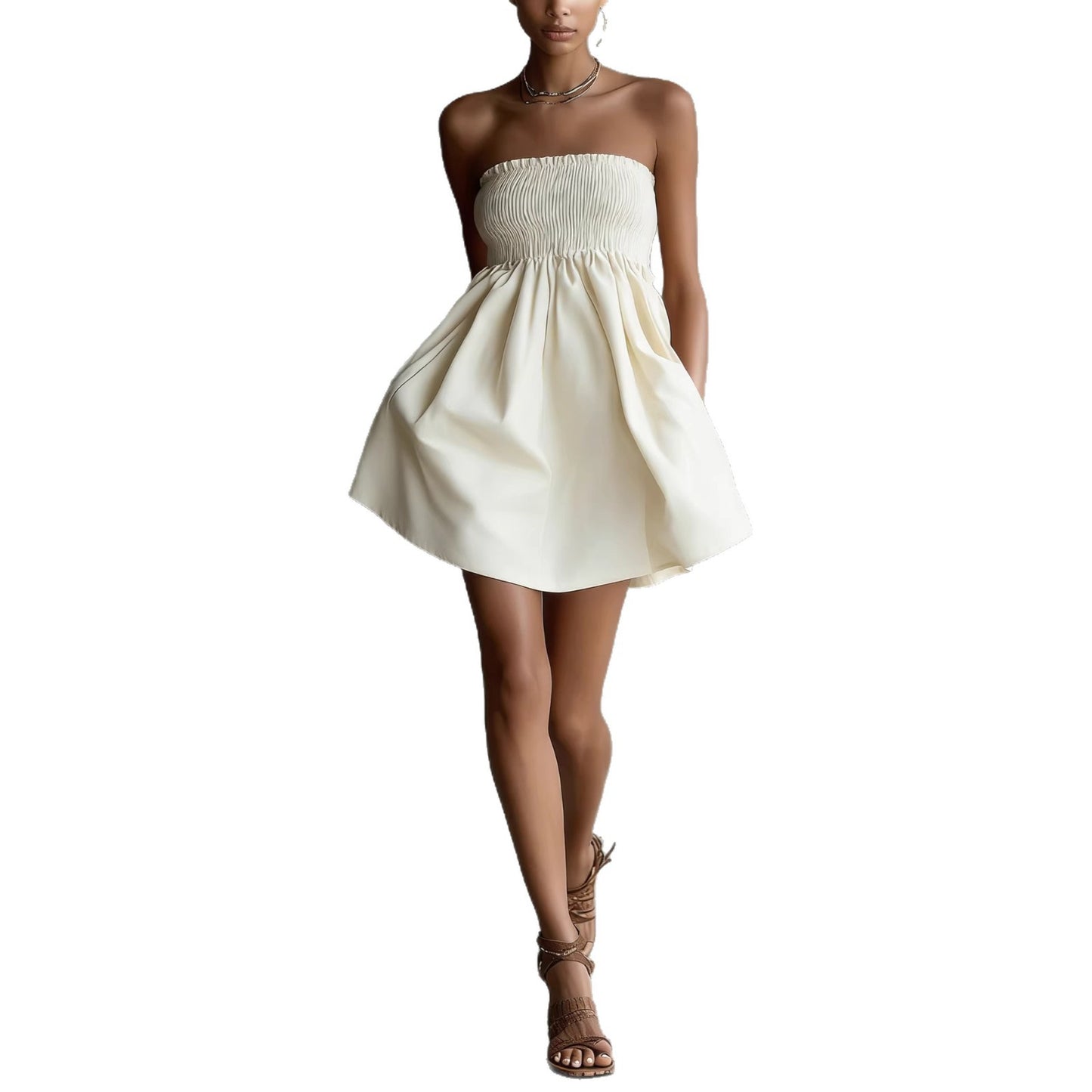 Women's Solid-Colored Strapless Tube Dress