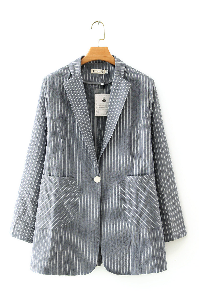 Retro wild suit collar striped suit jacket