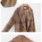 Plus Size Women's Plaid Long Sleeve Lapel Coat