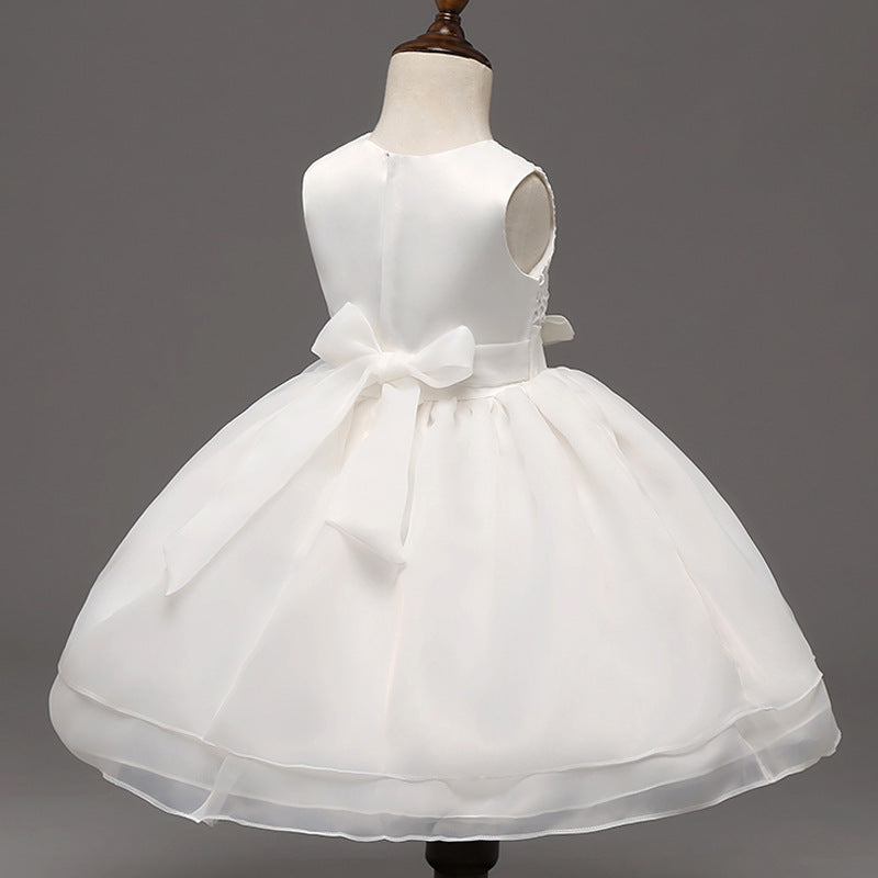 Robe de mariée bébé de haute qualité, robe bébé fille, fleur crochet enfants, vin pleine lune d'un an, robe de mariée en gros