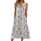 V-neck Floral Long Loose Sleeveless Women's Clothing Dress