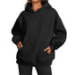 Sweats à capuche pour femmes avec poches, sweat-shirt tendance uni, pull à capuche surdimensionné, vêtements pour femmes