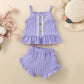 Ensemble short à bretelles multicolore uni pour bébé