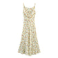 New Summer Ethnic Style Floral Silk Satin Texture Printing Slip Dress