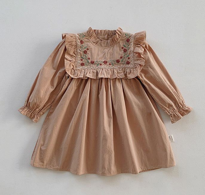 Jupe princesse à volants et manches longues pour fille, automne