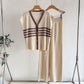 Korean-style Wide-leg Pants Set Casual, Laid-back Knit Two-piece For Women