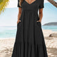 Casual Solid Color And V-neck Pocket Dress