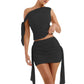 Pleated Slim Fit Skirt Mesh Stitching Two-piece Suit Pack