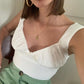 Women's bow pleated strap U-neck vest
