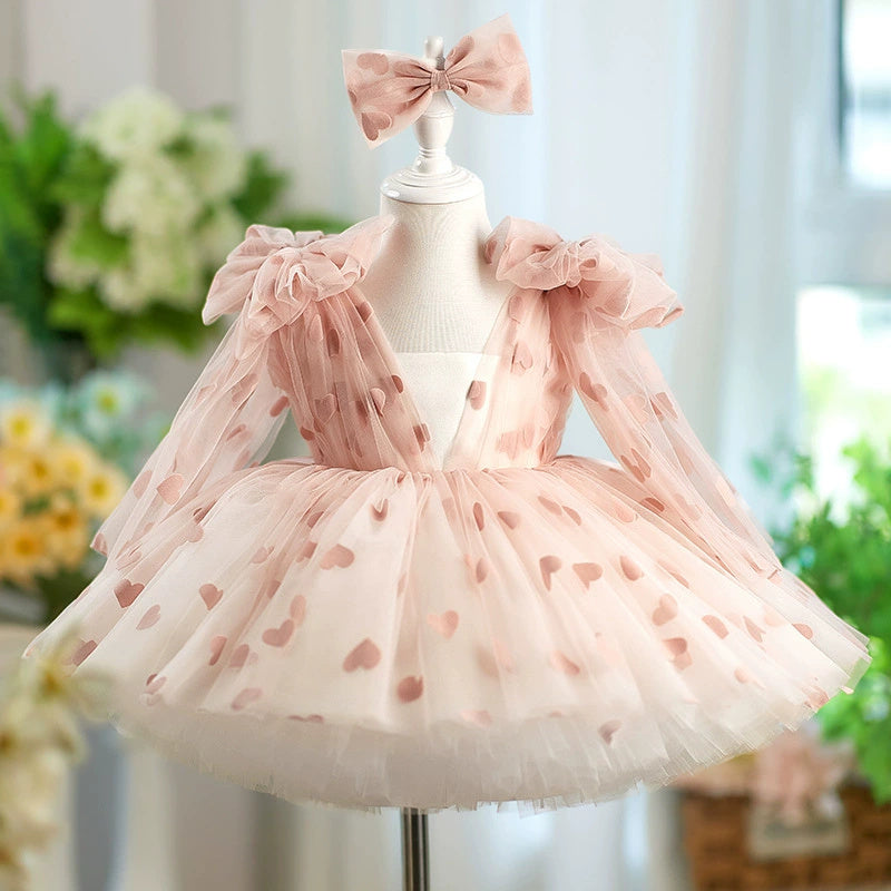 Purple Love Tutu Girl Bow Gauzy Gown Princess Dress