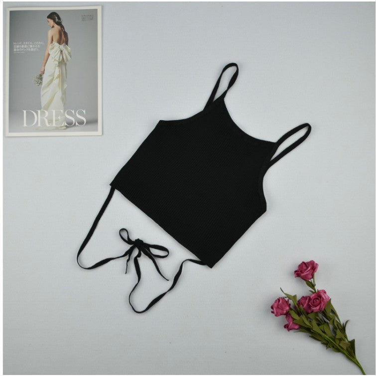Strapless vest back hollow tie