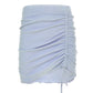 Threaded drawstring pleated skirt skirt