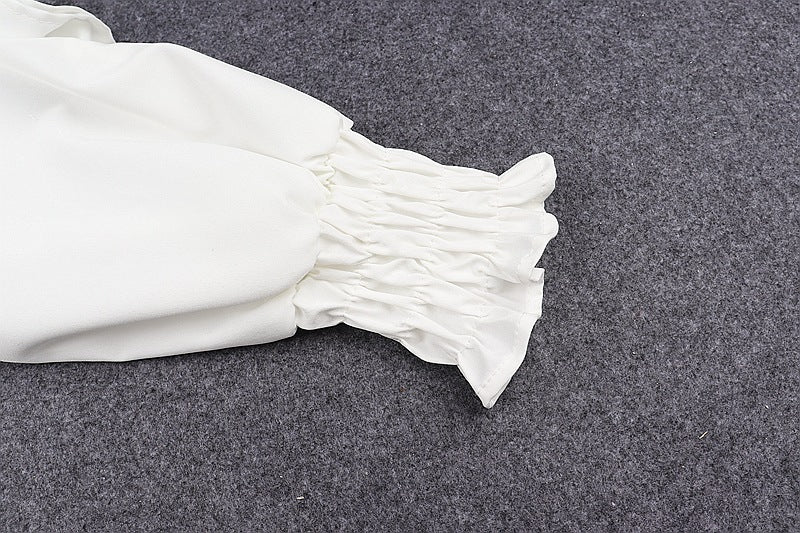Women's Irregular Pleated Ruffled Long Sleeve Top