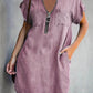 European And American Lapel Short Sleeve Loose Dress Denim Shirt