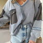 Short Denim Color Matching Casual Sweater For Women