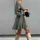 Women's Elegant Simple V-neck Slim Tie-waist Dress