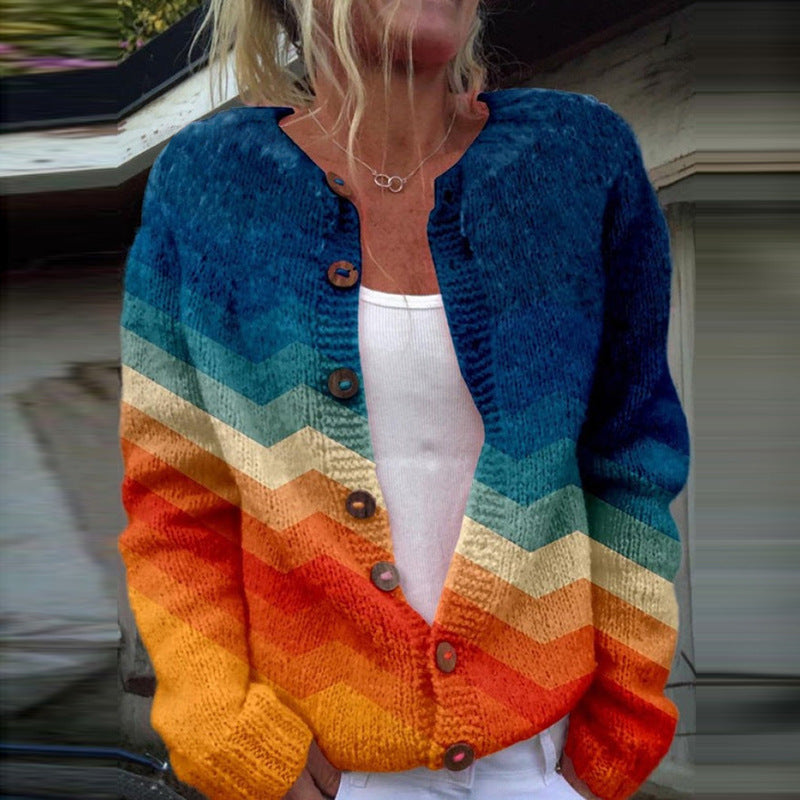 Cardigan tricoté imprimé numérique 3D, manteau, imitation pull, vêtements pour femmes