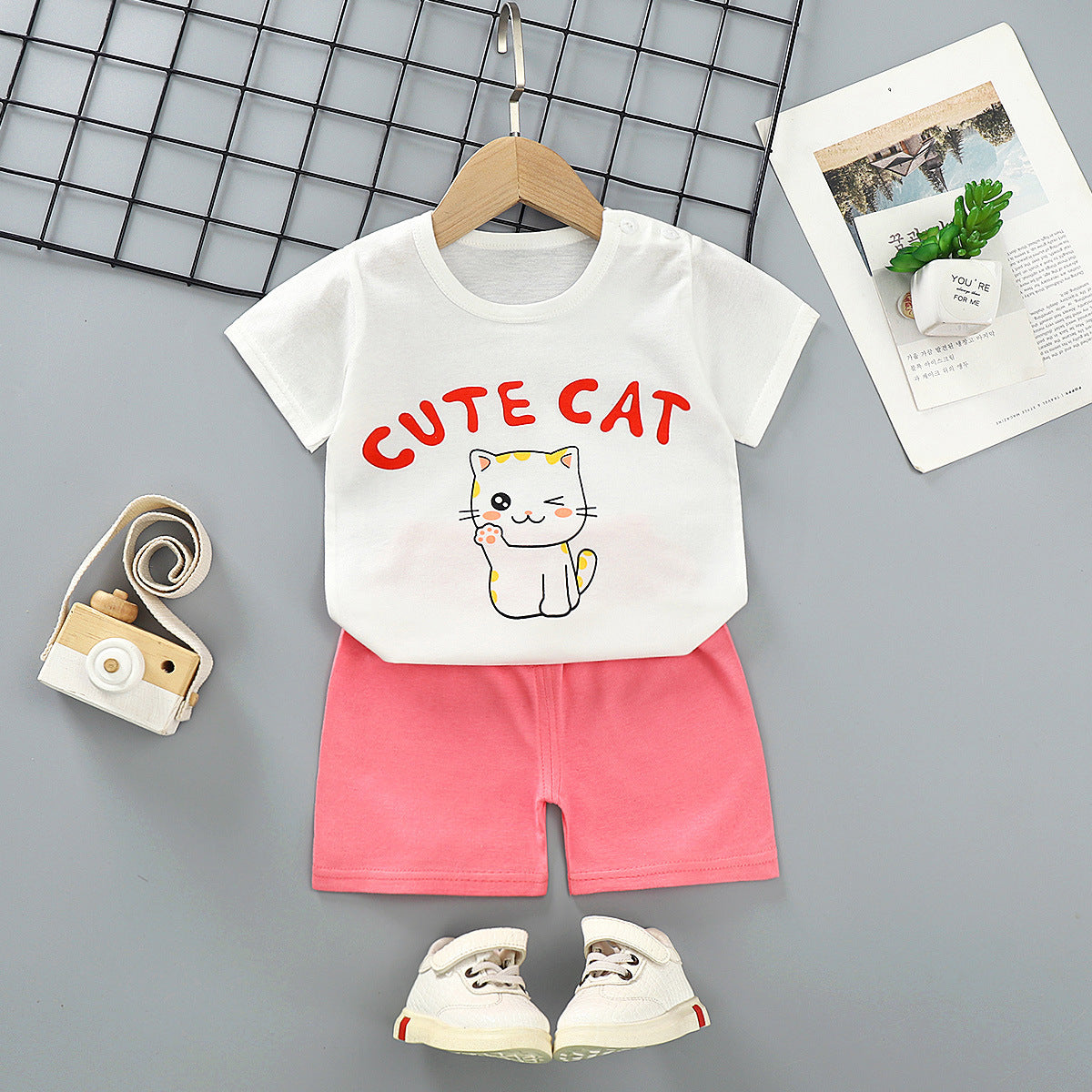 Hildren's Short-sleeved Suit Summer Cotton T-shirt