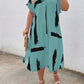 Women's Long Dress V-neck Short Sleeve Printed Loose
