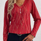 Casual Button Geometric Printed Long-sleeved T-shirt