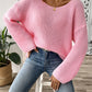 Women's Simple Loose Off Shoulder Off-the-shoulder Flared Sleeves Sweater