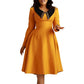 Long Sleeve Lapel Elegant Slimming Large Hem Dress