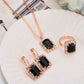 Europe And The United States Personalized Water Drop Color Diamond Necklace, Earrings, Rings Set, Shiny High-end Bridal Jewelry Wholesale