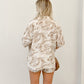 Women's Elegant Casual Fashion Short Sleeve Printed Shirt And Shorts Suit