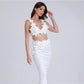 Three-dimensional Flower Camisole Back Slit Dress Two-piece Set