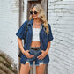 All-matching Slimming Thin Denim Short-sleeved Shirt Casual Top